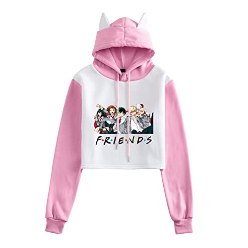 Zhongkaihua MHA Hoodie Cosplay Kostüm 3D Druck Cartoon MHA Merch Kleidung Hoodies Katzenohren Pullover Kurze Sweatshirts Casual für Jungen Mädchen von Zhongkaihua