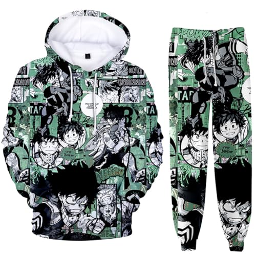 Zhongkaihua MHA Kapuzenpullover und Sweatpants Set 2-teilig Bakugo/Izuku/Toga/Dabi/Ochako Hoodies Hosen Cosplay Anime Sweatshirts Pullover Kleidung Herren Damen Uni von Zhongkaihua