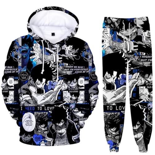 Zhongkaihua MHA Kapuzenpullover und Sweatpants Set 2-teilig Bakugo/Izuku/Toga/Dabi/Ochako Hoodies Hosen Cosplay Anime Sweatshirts Pullover Kleidung Herren Damen Uni von Zhongkaihua