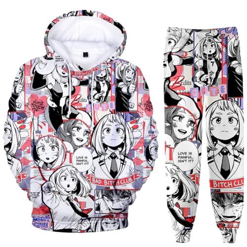 Zhongkaihua MHA Kapuzenpullover und Sweatpants Set 2-teilig Bakugo/Izuku/Toga/Dabi/Ochako Hoodies Hosen Cosplay Anime Sweatshirts Pullover Kleidung Herren Damen Uni von Zhongkaihua