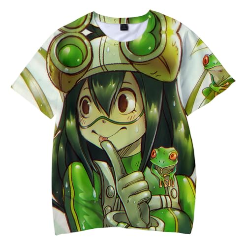 Zhongkaihua MHA T Shirt Asui Tsuyu Anime Printed Summer Cotton Short Sleeve Tops Unisex Anime Tee für Männer und Frauen von Zhongkaihua