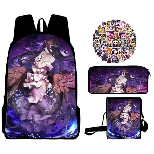 Zhongkaihua Machen Sie sich bereit für die Schulsaison mit Ainz Albedo Anime 3D-Druck-Rucksack: inklusive Schüler-Schulter-Büchertasche, Federmäppchen, Umhängetasche und 50 Cartoon-Aufklebern, Typ3, von Zhongkaihua