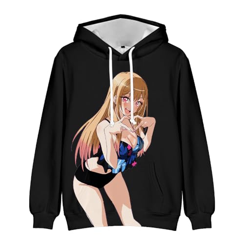 Zhongkaihua My Dress-Up Darling Hoodie Kinder Erwachsene Manga Charakter Kitagawa Marin Hoodie Druck Kostüm Kleidung Casual Pullover Kordelzug Sweatshirts Lange Ärmel Unisex von Zhongkaihua