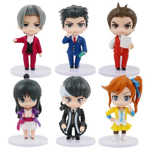 Zhongkaihua Niedliche Mini-Anime-Figuren, 6 Stück, Phoenix Wright/Miles Edgeworth Actionfiguren, Kuchendekoration, Anime-Auto-Figur, Mini-Statue für Schreibtisch-Ornamente von Zhongkaihua