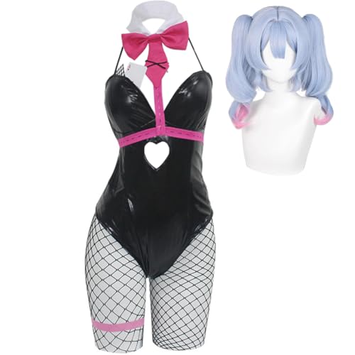 Zhongkaihua RabbitHoleMiku Cosplay Schwarze Seide Häschen Mädchen Kostüm Perücke Anime Full RabbitHoleMiku Anzug Erwachsene Rollenspiel Karneval Halloween Party Uniform für Fans von Zhongkaihua