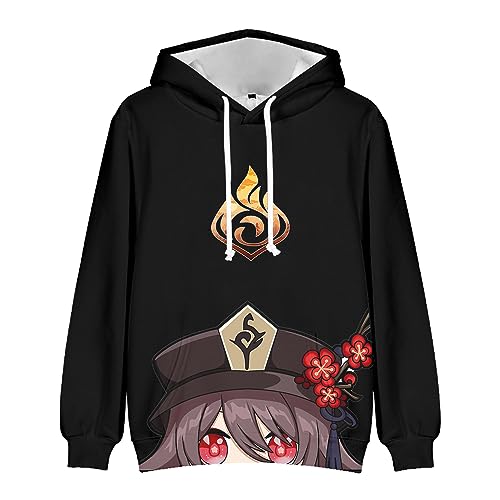 Zhongkaihua Raiden Shogun Hoodie Kostüm Yae Miko Hoodie Unisex Anime Charakter Druck Cosplay Kleidung Sweatshirts Kordelzug Pullover Sport Casual Anime Hoodie Kinder Jungen Mädchen Erwachsene von Zhongkaihua