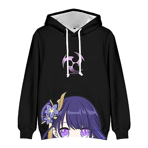 Zhongkaihua Raiden Shogun Hoodie Kostüm Yae Miko Hoodie Unisex Anime Charakter Druck Cosplay Kleidung Sweatshirts Kordelzug Pullover Sport Casual Anime Hoodie Kinder Jungen Mädchen Erwachsene von Zhongkaihua