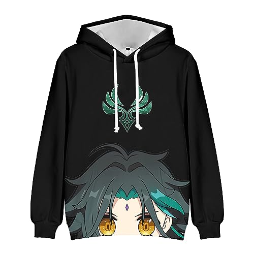 Zhongkaihua Raiden Shogun Hoodie Kostüm Yae Miko Hoodie Unisex Anime Charakter Druck Cosplay Kleidung Sweatshirts Kordelzug Pullover Sport Casual Anime Hoodie Kinder Jungen Mädchen Erwachsene von Zhongkaihua