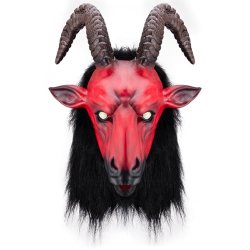 Zhongkaihua Rote Ziege Totenkopf Maske Halloween Karneval Schaf Horn Geist Teufel Maske Festival Verkleidung Cosplay Kostüm Requisiten Zhongkaihua Rote Ziege Totenkopf Maske Halloween Karneval Schaf Horn Geist Teufel Maske Festival Verkleidung Cosplay Kostüm Requisiten von Zhongkaihua