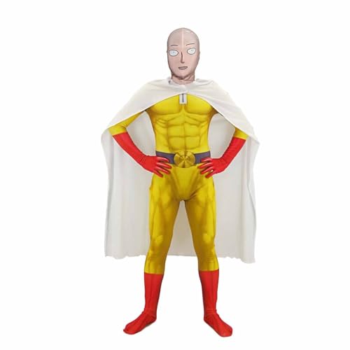 Zhongkaihua Saitama Cosplay Anzug Rollenspiel Gelb Muskel Bodysuit Weiß Umhang Saitama Kostüm Set mit Maske Halloween Karneval Party für Erwachsene Zhongkaihua Saitama Cosplay Anzug Rollenspiel Gelb Muskel Bodysuit Weiß Umhang Saitama Kostüm Set mit Maske Halloween Karneval Party für Erwachsene von Zhongkaihua