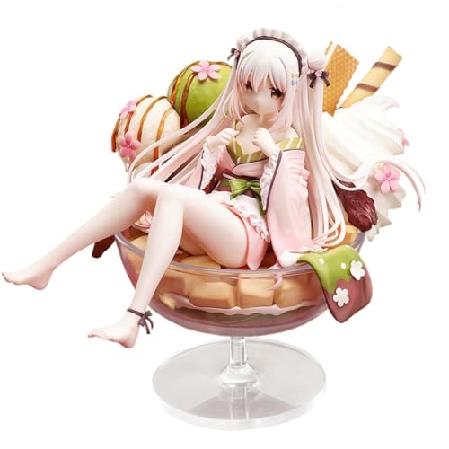 Zhongkaihua Shiratamako Mame Original Painting Figur Kimono Mädchen Eisbecher Sitzmodell Desktop Anime Illustration Beauty Girl Figuren Statue von Zhongkaihua