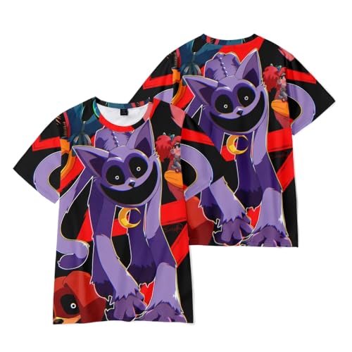 Zhongkaihua Smiling Critters Cat Nap T-Shirt Cartoon gedruckt Kurzarm T-Shirt Sommer Baumwolle Tops Anime Tee von Zhongkaihua