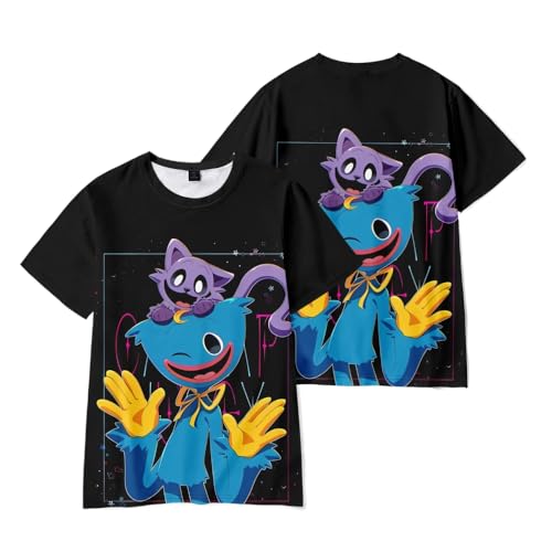 Zhongkaihua Smiling Critters Cat Nap T-Shirt Cartoon gedruckt Kurzarm T-Shirt Sommer Baumwolle Tops Anime Tee von Zhongkaihua