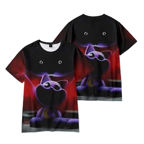 Zhongkaihua Smiling Critters Cat Nap T-Shirt Cartoon gedruckt Kurzarm T-Shirt Sommer Baumwolle Tops Anime Tee von Zhongkaihua