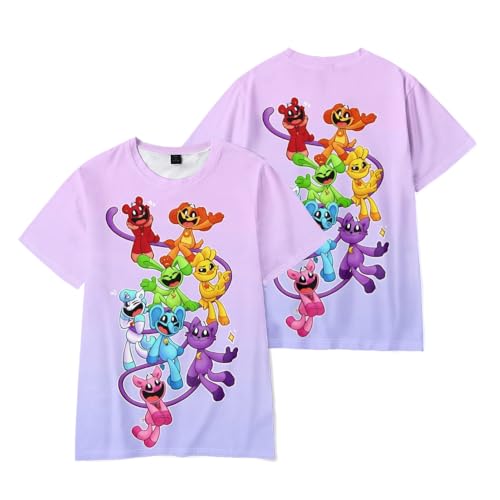 Zhongkaihua Smiling Critters Cat Nap T-Shirt Cartoon gedruckt Kurzarm T-Shirt Sommer Baumwolle Tops Anime Tee von Zhongkaihua