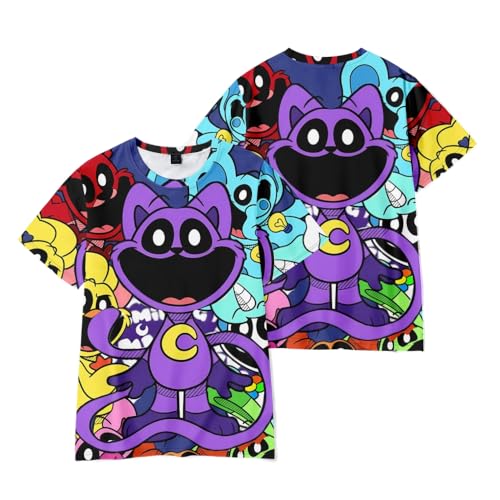 Zhongkaihua Smiling Critters T-Shirt Cat Nap Cartoon 3D gedruckt Anime Tee Sommer Rundhals Baumwolle Tops Kurzarm T-Shirt von Zhongkaihua