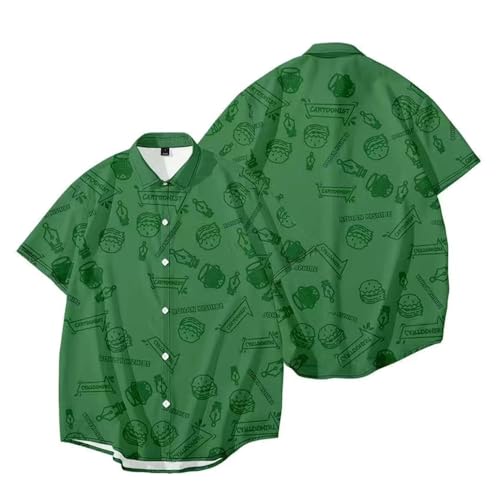 Zhongkaihua Unisex Anime Kira Yoshikage Lässiges Hawaii-Sommerhemd Bedruckt Stilvolle Strand Schwimmen Herren Button-Down-Shirts von Zhongkaihua