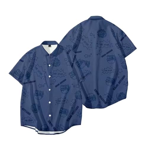 Zhongkaihua Unisex Anime Kira Yoshikage Lässiges Hawaii-Sommerhemd Bedruckt Stilvolle Strand Schwimmen Herren Button-Down-Shirts von Zhongkaihua