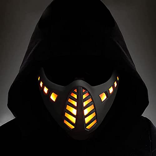 Zhongren LED Cyber Punk Gesichtsmaske Cosplay Halbgesichtsmasken Demon Cyberpunk Light Up für Halloween Party Kostüm CS Airsoft Tactical Outdoor Spiele von Zhongren