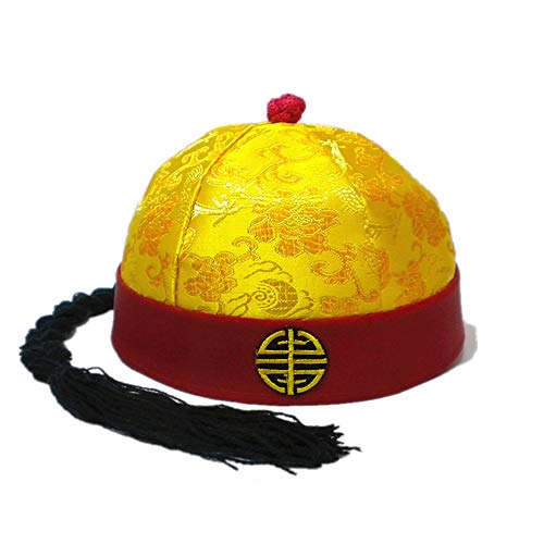 Zhou-long Alte chinesische königliche Kaiserhut Rollenspiel dekorative Cosplay Hut, gelb, 6.8 * 4.5英寸（长*高） von Zhou-long