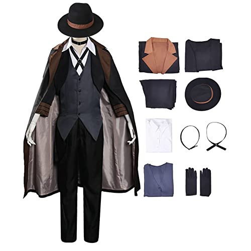 Nakahara Chuuya Cosplay Detektiv Uniformen Windbreaker Anzüge Anime Chuuya Nakahara Kostüm Outfits Halloween Party Karneval Dress Up Anzug mit Hut und Zubehör von Zhrmghgws