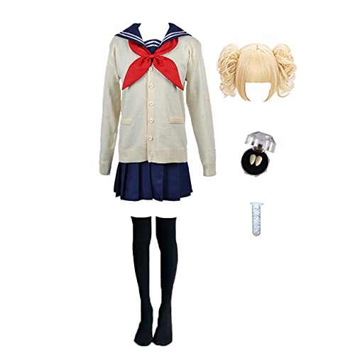 Zhrmghgws Himiko Toga Cosplay Kostüme Toga Outfit Schuluniform Kleid Halloween Frauen Matrosenröcke Komplettset mit Socken Perücke Zahnstocher von Zhrmghgws