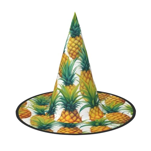 Zhuanyun Exotischer tropischer Ananas-Druck, Halloween-Hut, Halloween-Kostüm, Zubehör, Kopfschmuck, Partyzubehör, Hexenhut Zhuanyun Exotischer tropischer Ananas-Druck, Halloween-Hut, Halloween-Kostüm, Zubehör, Kopfschmuck, Partyzubehör, Hexenhut von Zhuanyun