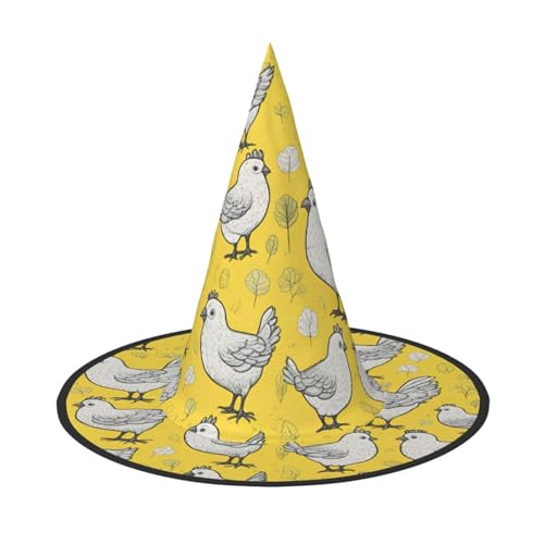 Zhuanyun Gelber Huhn-Druck, Halloween-Hut, Halloween-Kostüm, Zubehör, Kopfschmuck, Partyzubehör, Hexenhut Zhuanyun Gelber Huhn-Druck, Halloween-Hut, Halloween-Kostüm, Zubehör, Kopfschmuck, Partyzubehör, Hexenhut von Zhuanyun