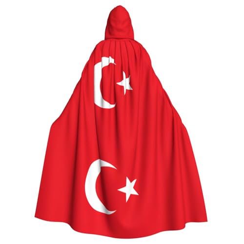 Zhuanyun Kapuzenumhang mit Flagge der Türkei, Karneval, Cosplay, Bühnenkostüme, Maskerade, Mottoparty-Zubehör von Zhuanyun