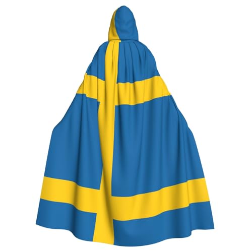 Zhuanyun Kapuzenumhang mit schwedischer Flagge, Karneval, Cosplay, Bühnenkostüme, Maskerade, Mottoparty-Zubehör von Zhuanyun