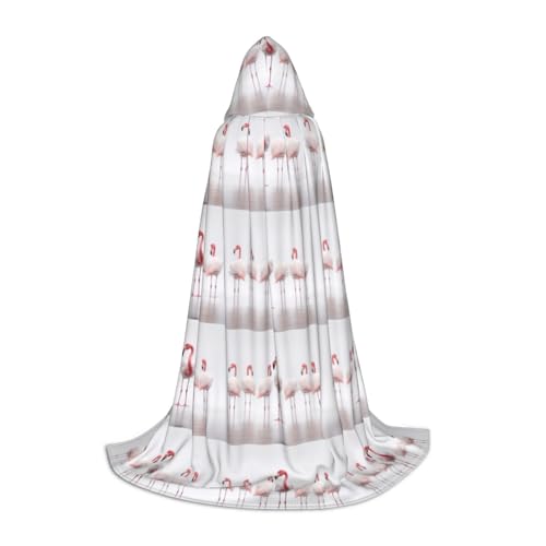 Zhuanyun Maxi-Umhang mit Flamingos auf weißem Druck, Winter, warm, lang, Cosplay-Kostüme, Oberbekleidung von Zhuanyun