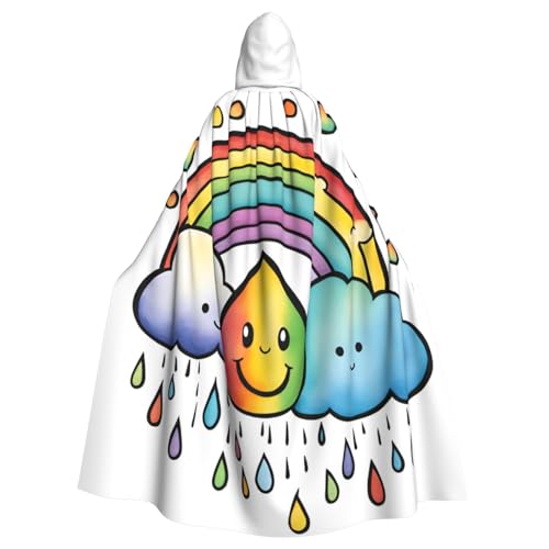 Zhuanyun Regenbogen, Wolken, Regentropfen, 1 Druck, Kapuzenumhang, Karneval, Cosplay, Kostüme, Bühnenkostüme, Maskerade, Mottoparty-Zubehör von Zhuanyun