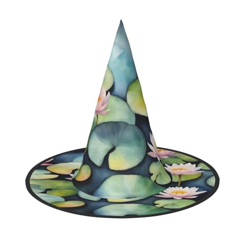 Zhuanyun Schwarzer Lilien-Pad-Druck, Halloween-Hut, Halloween-Kostüm, Zubehör, Kopfschmuck, Partyzubehör, Hexenhut Zhuanyun Schwarzer Lilien-Pad-Druck, Halloween-Hut, Halloween-Kostüm, Zubehör, Kopfschmuck, Partyzubehör, Hexenhut von Zhuanyun