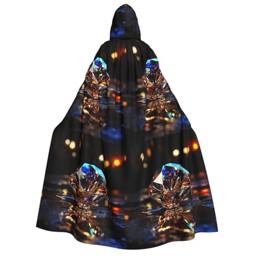 Zhuanyun Shining Diamond Print Uni Umhang mit Kapuze für Erwachsene, 150 cm, passend für Rollenspiele von Zhuanyun