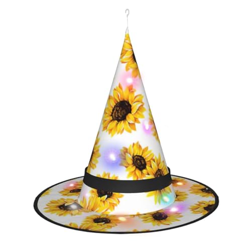 Zhuanyun Spitzhut mit Sonnenblumen-Druck, Halloween-Hexenhut, Hexenhut, Hexe, Cosplay-Zubehör von Zhuanyun