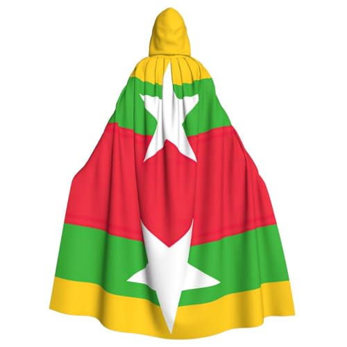 Zhuanyun Umhang mit Flagge von Myanmar, mit Kapuze, Karneval, Cosplay, Bühnenkostüme, Maskerade, Mottoparty-Zubehör von Zhuanyun