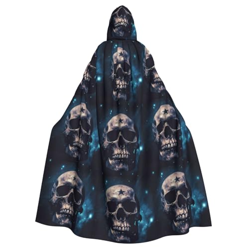 Zhuanyun Umhang mit Totenkopf und Sternen, Halloween-Kapuzenumhang, Polyester-Kapuzenumhang, passend für alle Gelegenheiten von Zhuanyun