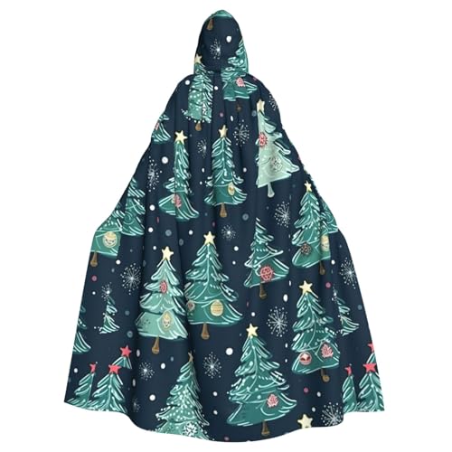 Zhuanyun Umhang mit Weihnachtsbaum- und Sternen-Aufdruck, Halloween-Kapuzenumhang, Polyester-Kapuzenumhang, passend für alle Gelegenheiten von Zhuanyun