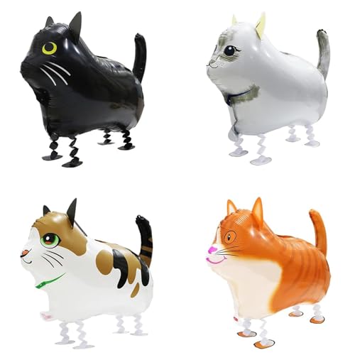 4 Stücke Walking Katze Folienballons, Walking Tier Folienballons Katzen, Airwalker Katze Ballon, Helium Walking Folienballon Deko, Luftballon Katze für Kinder Geburtstag Party Deko 4 Stücke Walking Katze Folienballons, Walking Tier Folienballons Katzen, Airwalker Katze Ballon, Helium Walking Folienballon Deko, Luftballon Katze für Kinder Geburtstag Party Deko von Zhuporn