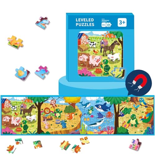 Kinderpuzzle Magnet, Tier Magnet Puzzle, Magnetische Puzzle für Kinder, 25-30-36-42 Teile Tier Kinderpuzzle ab 3 Jahre, Lernspielzeug Beschäftigung für Kinder im Autofahrt Flugzeug von Zhuporn