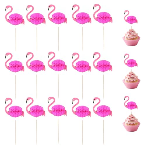Tortendeko Geburtstag, 30 Stück Flamingo Cupcake Topper, 3D Flamingo Tortendeko, Tropische Hawaii Tortendeko, Summer Flamingo Kuchen Deko, Geburtstag Kuchen Deko Kinder, Deko Torte für Hochzeit von Zhuporn