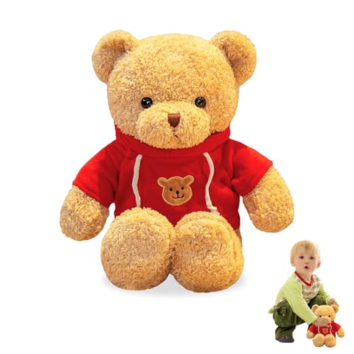 Zhuporn Teddybär Plüschtier, Teddybär Weiches Fell, 30 cm Teddybär Klein, Kuscheltier Bär mit Kapuze, Teddybär Kuscheltier, Teddy Plüschbär Spielzeug, Kuscheltier Stofftier Geschenk für Kinder von Zhuporn