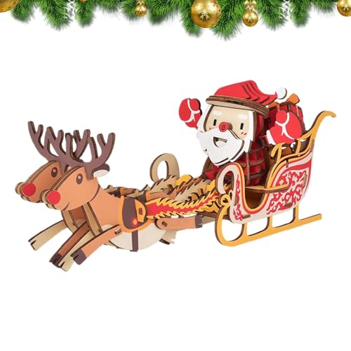 3D Wooden Christmas Puzzles | Christmas Jigsaw Puzzles | Santa Elk Sleigh Wooden Puzzles | 3D Wooden Puzzle Set | Portable 3D Wooden Christmas Puzzles for Christmas Holiday Decor von Ziabxhn