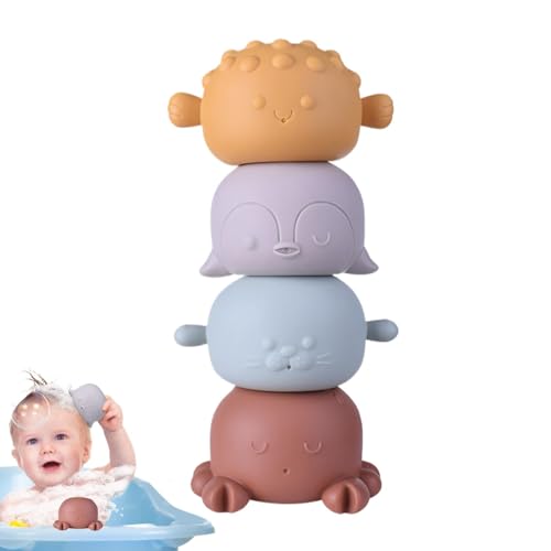 Animal Bath Toys | 4X Squeaky Floating Pool Bathtub Toys | Floating Squeaky Wash Shower Squirt Toy | Stackable Soft Rubber Soft Babies Bath Tub Toys | Portable Bath Toys For Bath Time Fun & Water Play von Ziabxhn