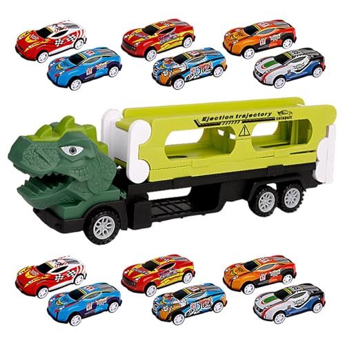 Dinosaurier-Transporter, Dinosaurier-Autospielzeug, Spielzeug-LKW mit 12 Autos, pädagogischer Dinosaurier-Transport, lernender Dinosaurier-LKW, einfach zu bedienen, tragbar für und Mädchen ab 3 von Ziabxhn