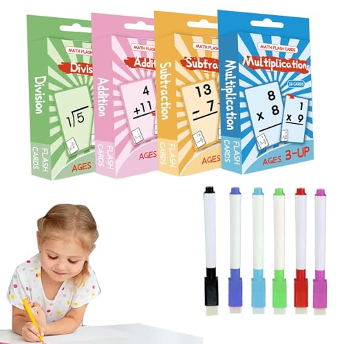 Math Flash Cards | Addition and Subtraction Flash Cards | 144X Math Facts Flash Cards | Colorful Elementary Math Game Rewritable Mathematics Study Cards | Learning Cards Set for Kids Learning Toy von Ziabxhn