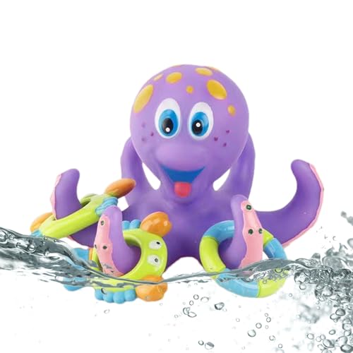 Octopus Bath Toy | Plush Bath Toys | Marine Animal Bathing Toy | Sea Animal Shower Toys | Smiling Face Design Shower Tub Toy Cute Octopus with Colorful Ring Toys for Bathtub Toy von Ziabxhn