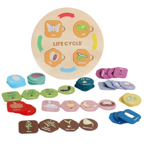 Wooden Life Cycle Tray | Wood Life Growth Cycle Plate | Preschool Learning Puzzle Board | Kids Cycle Plate Playset | Life Cycle Toy Educational Toys Life Growth Cycle Jigsaw for Kids Toy von Ziabxhn