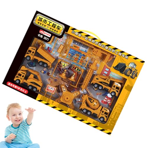 Ziabxhn BAU-Spielfahrzeug-Set, Kinderspielzeug-BAU-LKW,Bauauto-Spielzeug-Trägheitsrückzug - Verbessern Sie Ihre sozialen Fähigkeiten. Spielzeugbagger, Bulldozer, LKWs für Hinterhof und Kindergarten von Ziabxhn