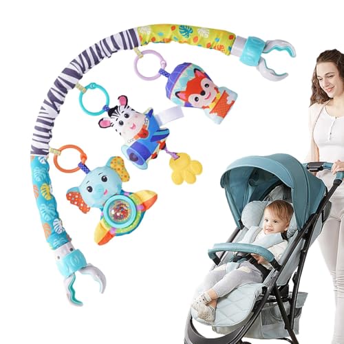 Ziabxhn Babies Stroller Toys | Animal Shape Stroller Accessories Toys | Sensory Plush Activity Toys with Animal Shape | Spiral Hangings Toys | Pleasant Sound for Stroller & Crib von Ziabxhn